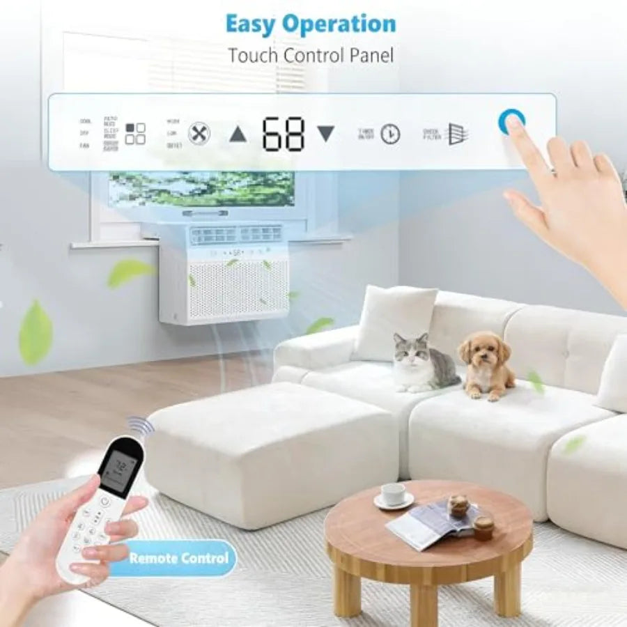 U-shaped window air conditioner for large rooms, aluminum housing, white, 12000 BTU cooling capacity with 3-in-1 cool/dehumidif