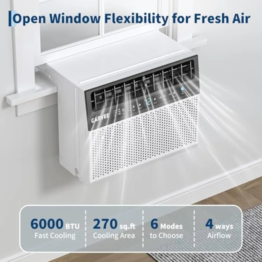 U-Shaped window air conditioner for residential use, white ABS plastic, ultra quiet operation, energy efficient, cools up to 26