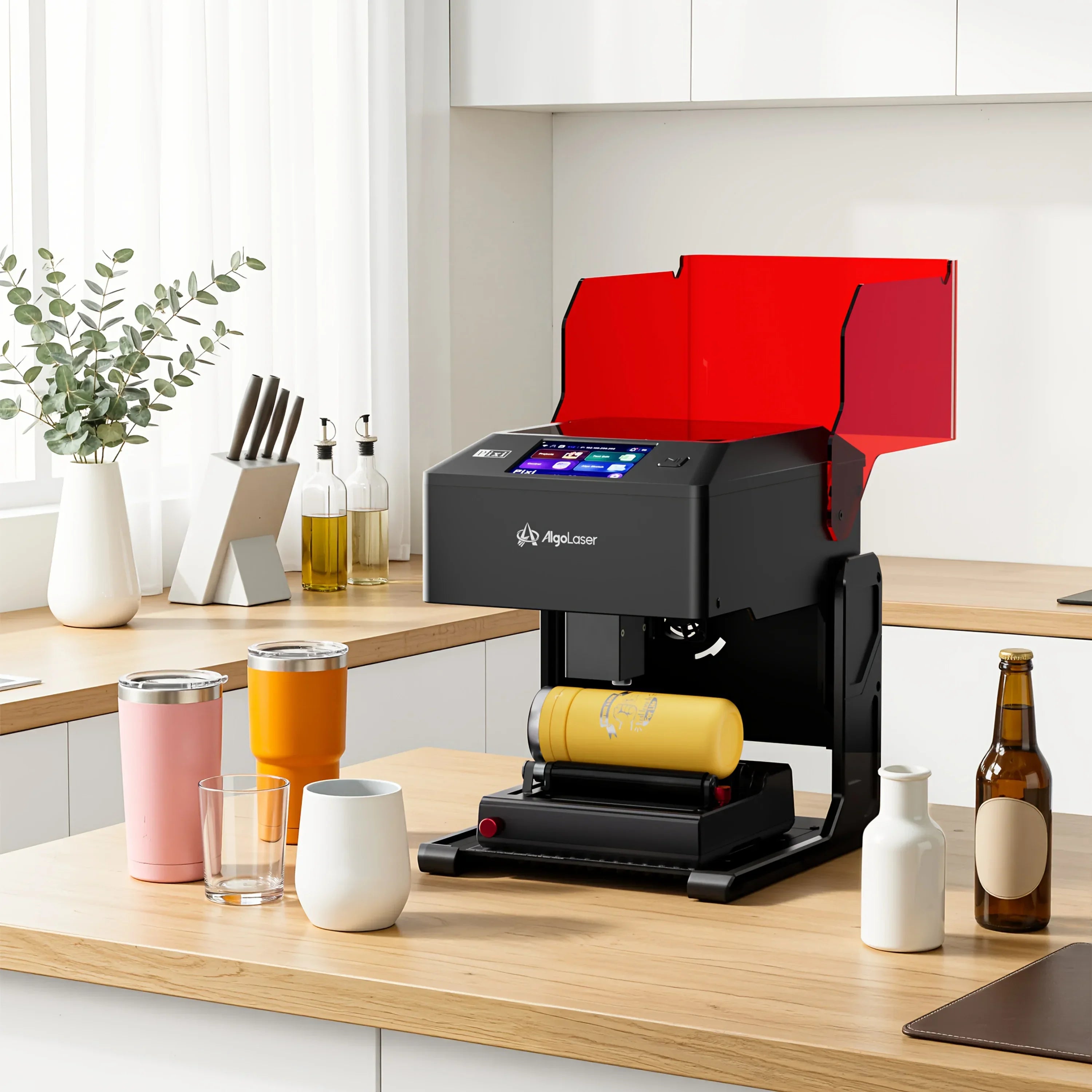 3W Laser Printer with 3.5-Inch Smart Screen, Photo Printer Engraver Machine And 3 Additions Bundle, Suitable for Creation