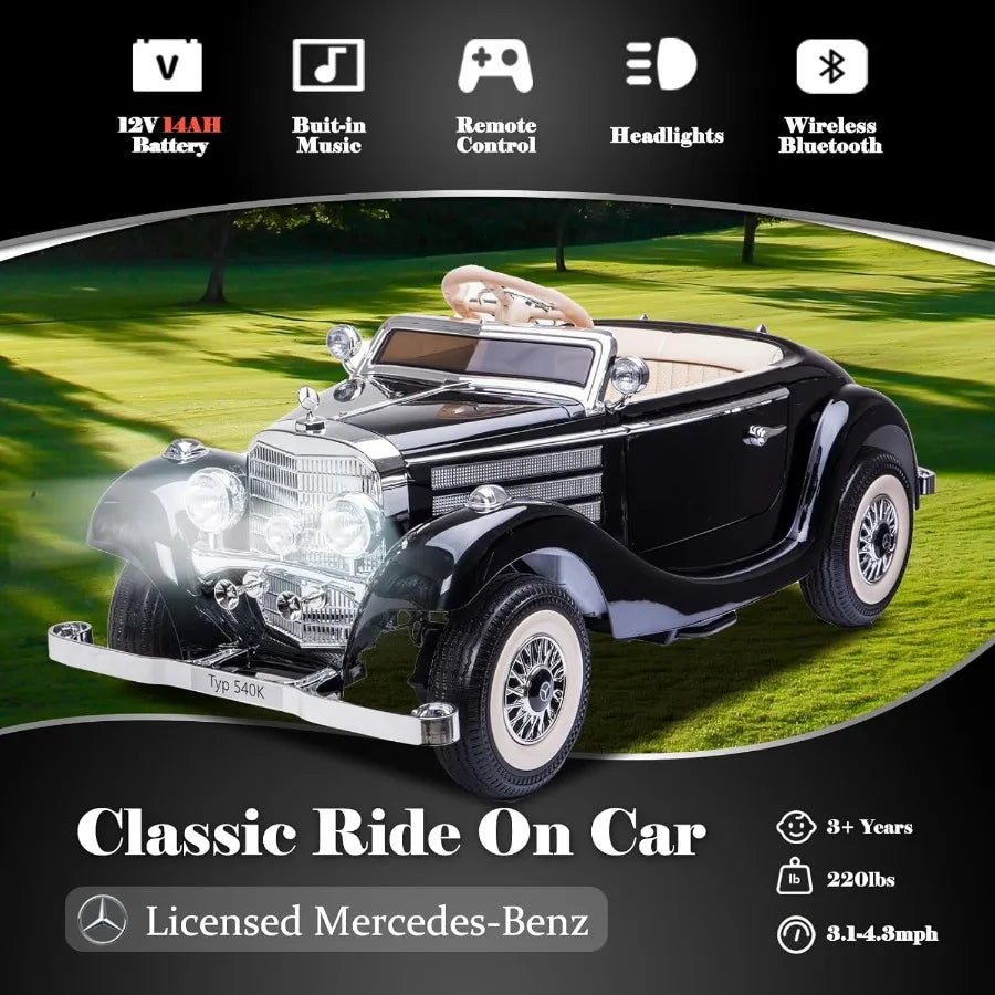 Kids Ride On Car with Remote Control Compatible with Mercedes Benz 12V 14Ah Power Vehicles Wheels Parent-Child Max Load 220Ibs R