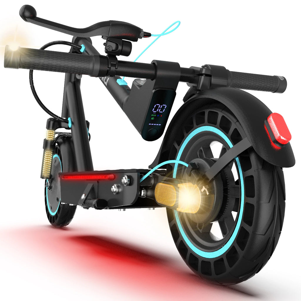Electric Scooter Adults, Foldable E-Scooter with Dual Suspension & Front/Rear Turn Signal Lights, 10" Large Honeycomb Solid Tires, 650W Motor, 36V 18AH Battery, Up to 25 Miles Range & 22 MPH