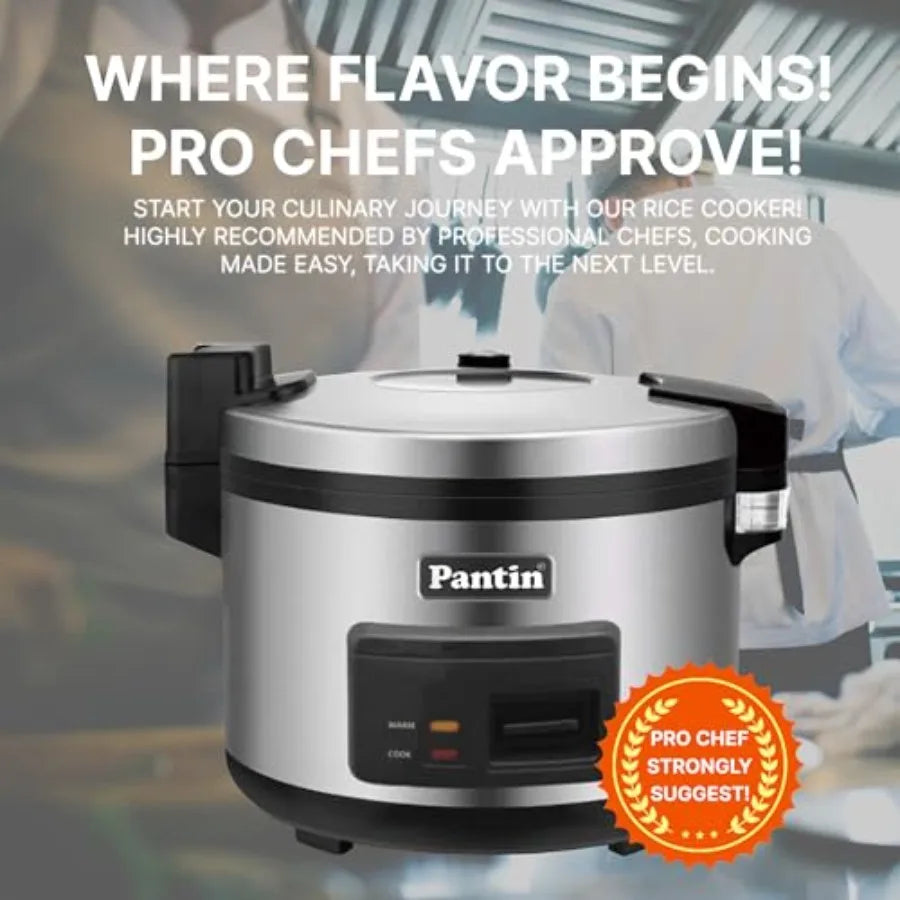 Commercial Rice Cooker Warmer 35 Cups Uncooked 70 Cups Cooked Extra Large Capacity Nonstick Inner Pot Switch Press 120V 1500W E