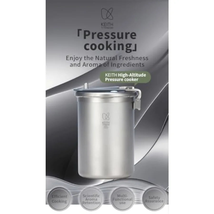Titanium Ti6302 Micro Pressure Cooker Ultralight Multifunctional Outdoor Cooker for Rice Soup Meals Based on Award-Winnin
