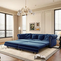 King Size 3-in-1 Convertible Sleeper Sofa with Ottoman, Button-Tufted Chesterfield Style, Ideal for Small Spaces, Blue