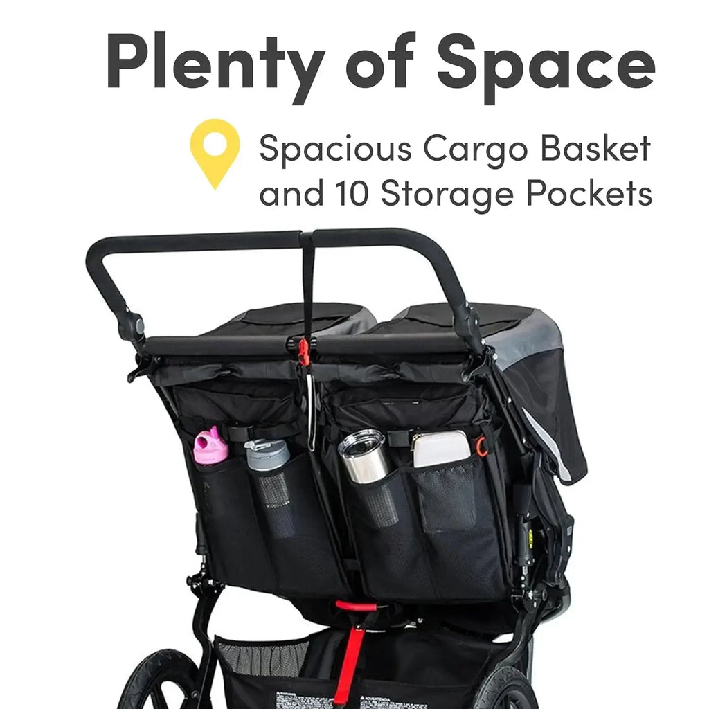Graphite Black BOB Gear Flex 3.0 Duallie Jogging Stroller Double Stroller Adjustable Handle Shock Absorbing Wheels