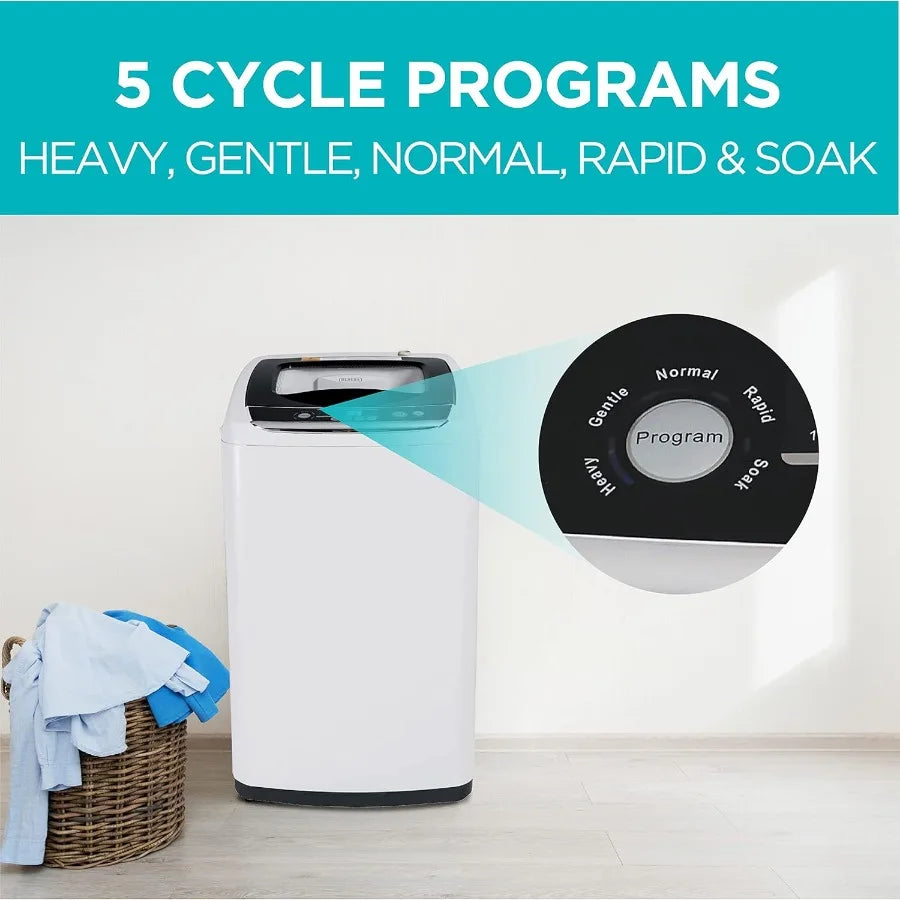 0.9 Cu. Ft. Portable Washer 6.6 lb Capacity for Homes Apartments 5 Wash Cycles Quick Connect Sink Adapter and Drain Hose Includ