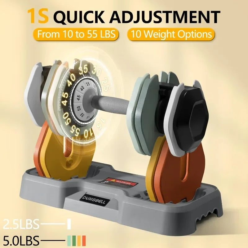 AOTOB 25/55 LBS Adjustable Dumbbell Set, Anti-Slip Fast Adjusting with Turning Handle, Adjustment for Men and Women