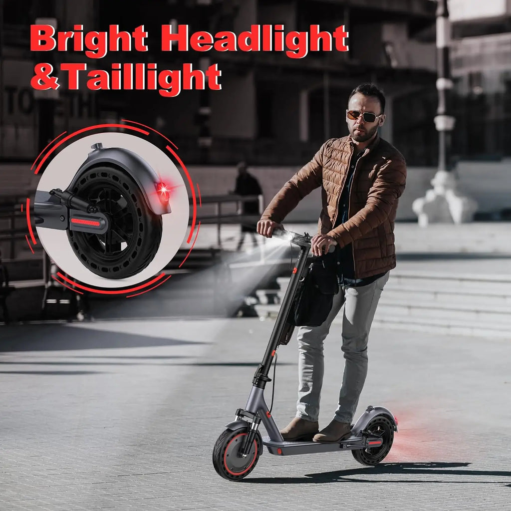 10”Honeycomb Tires Electric Scooter 42V 10.5Ah Battery 22MPH Max Speed 22Miles Max Range Dual Braking & Suspension APP Control