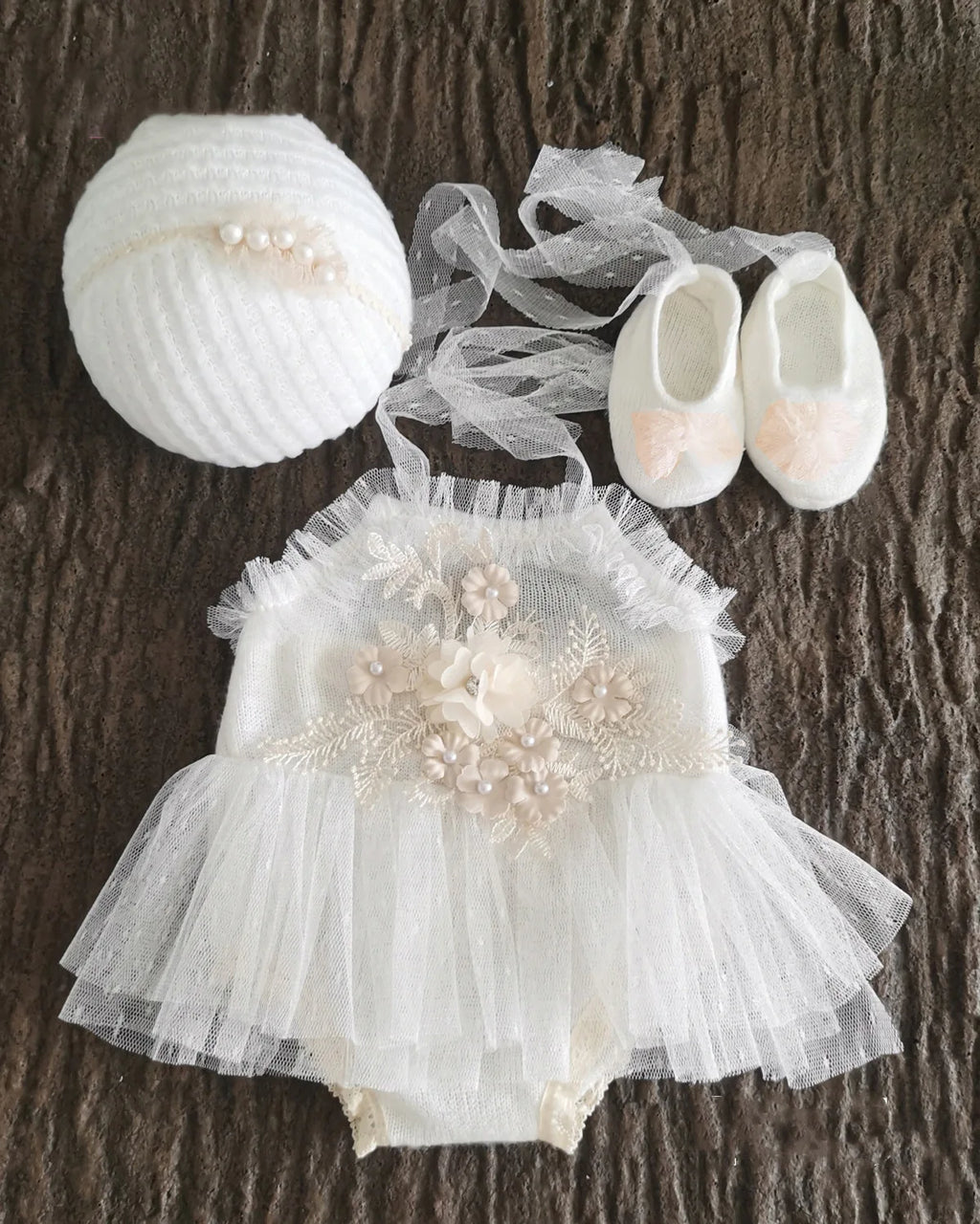 Newborn Photography Prop Swan Lace Outfit Set for Baby Photo Shoot 100 Days Studio Session