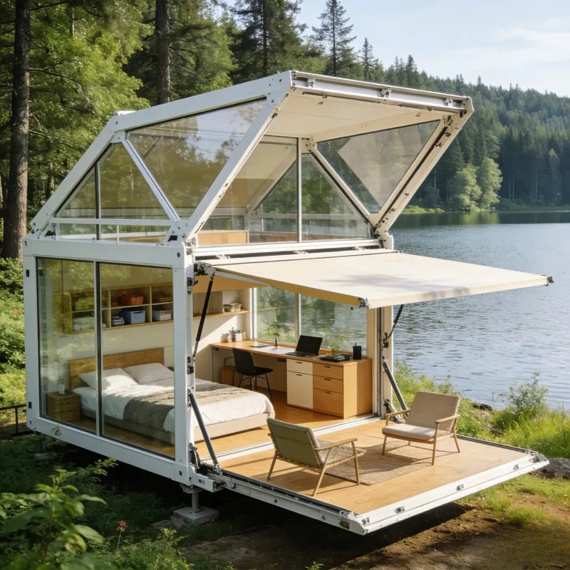 20ft Quick Installation Z Folding Steel Small Houses for Living Prefab Mobile Modern Bedroom Temporary Dormitory for Hotel
