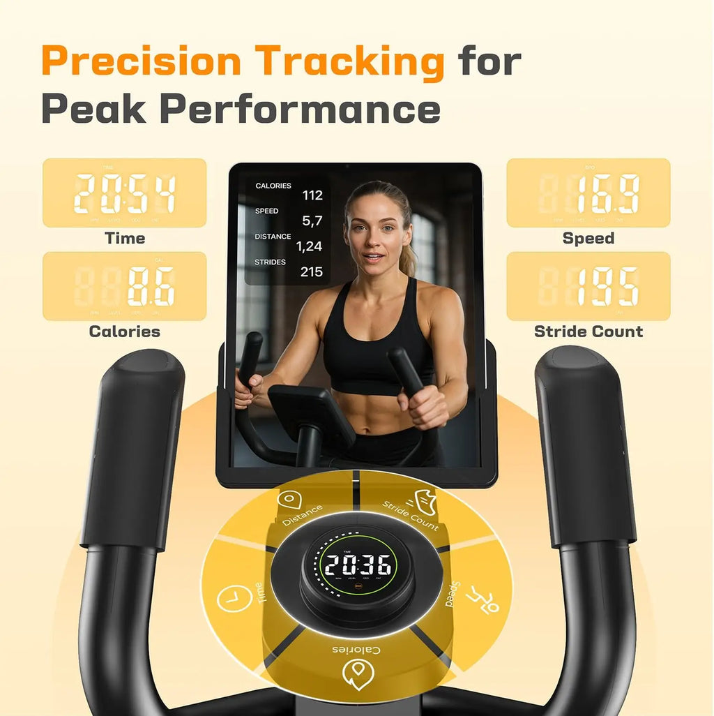 Home Use Elliptical Machine, Magnetic Resistance, Black, Ultra-Quiet & 16 Resistance Levels