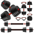 90LB 4-in-1 Adjustable Dumbbell Set: Converts to Barbell/Kettlebell/Push-Up, Plates & Grips