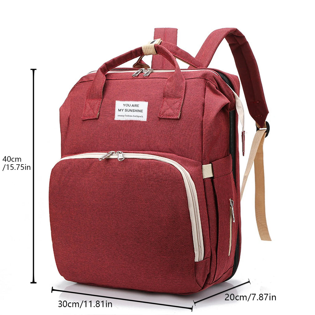 Folding Mommy Bag Lightweight Portable Folding Crib Bed Large-Capacity Baby Backpack Female Mommy Outting Bag Mummy Bag