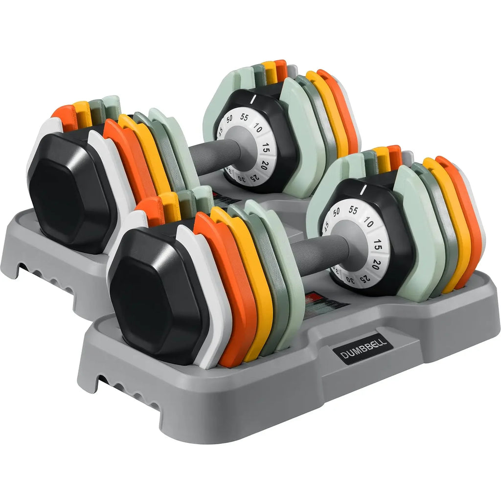 AOTOB 25/55 LBS Adjustable Dumbbell Set, Anti-Slip Fast Adjusting with Turning Handle, Adjustment for Men and Women