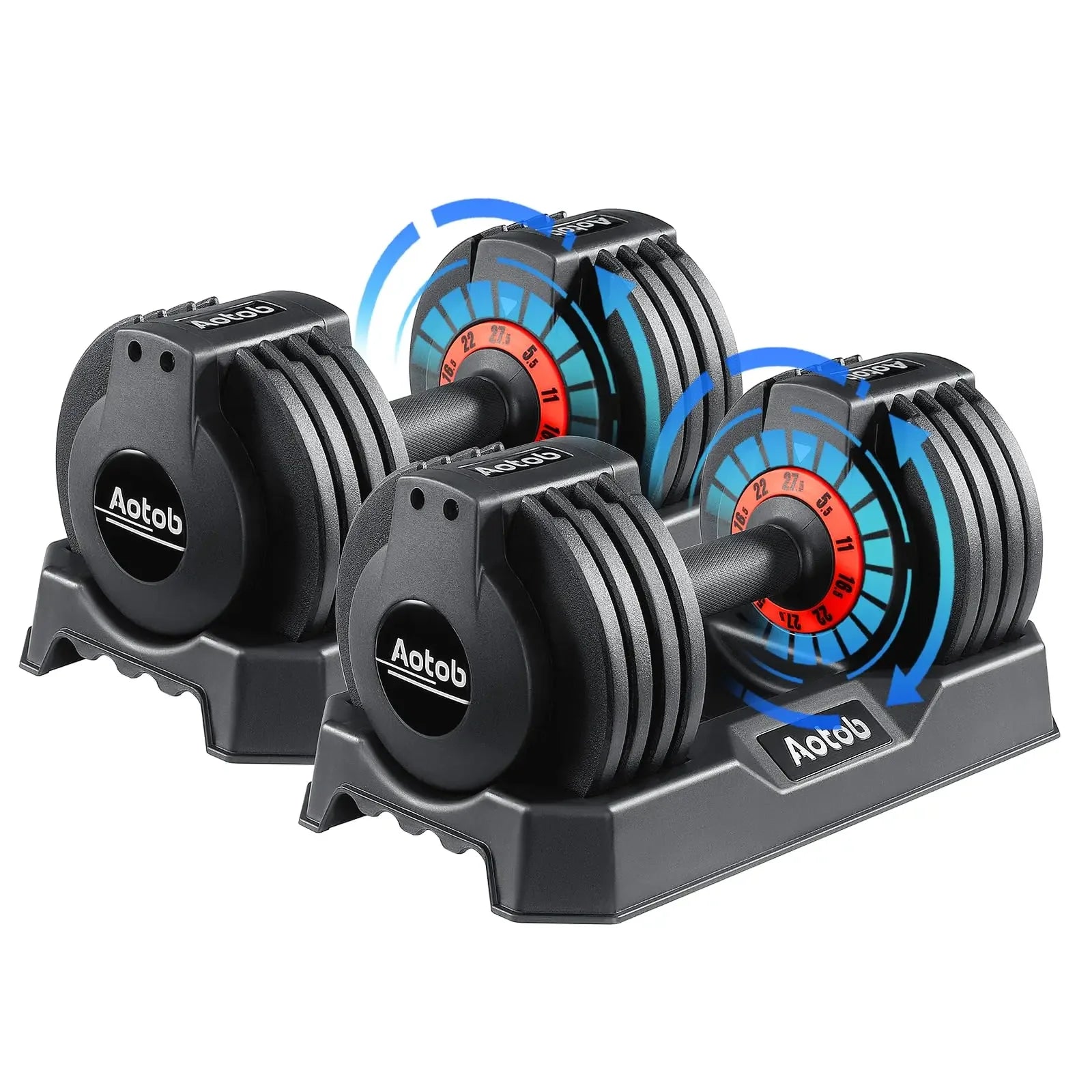 AOTOB 25/55 LBS Adjustable Dumbbell Set, Anti-Slip Fast Adjusting with Turning Handle, Adjustment for Men and Women