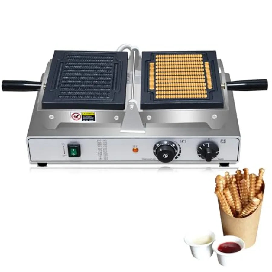 Commercial Electric Waffle Fries Maker 110V French Fries Shaped Waffle Machine Stainless Steel Golden Biscuit Stick Maker with