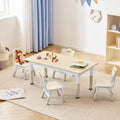 Kids Table and 4 Chairs Set, Children Study Desk, Dining Table, Height Adjustable Plastic Desk Painting Desktop Toddler Furnitur