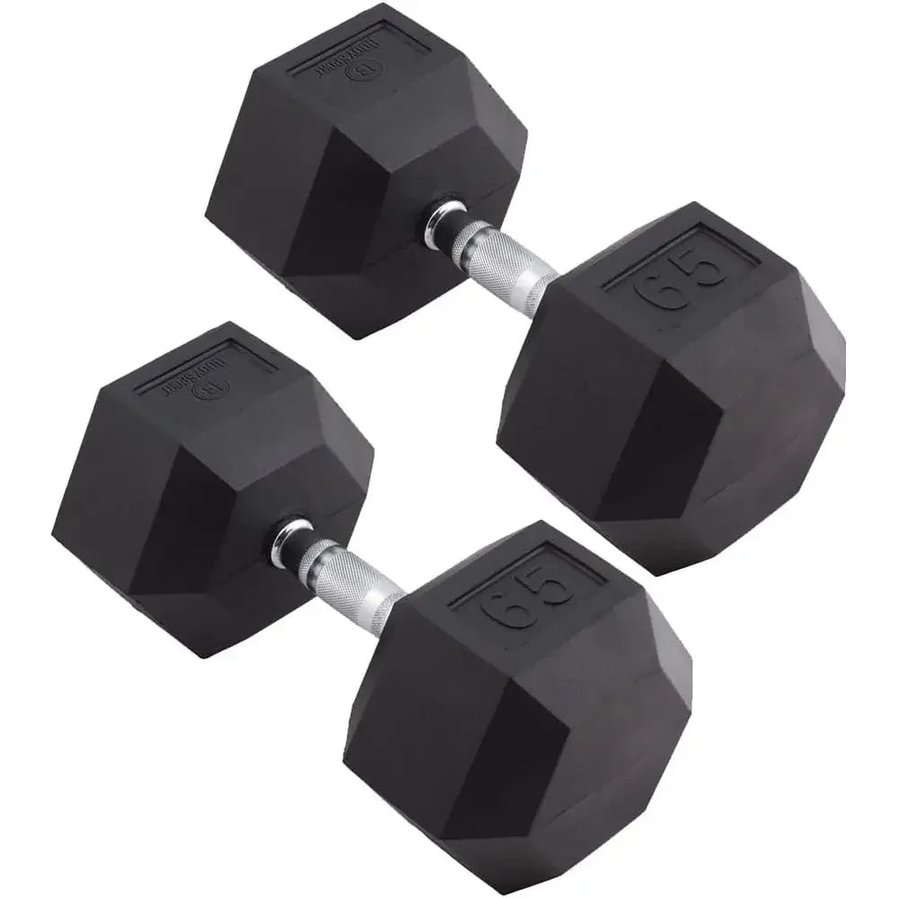 Hexagonal Rubber Dumbbells Pair - Home Strength Training Accessories - Fitness Equipment for Weight Lifting