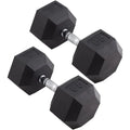Hexagonal Rubber Dumbbells Pair - Home Strength Training Accessories - Fitness Equipment for Weight Lifting