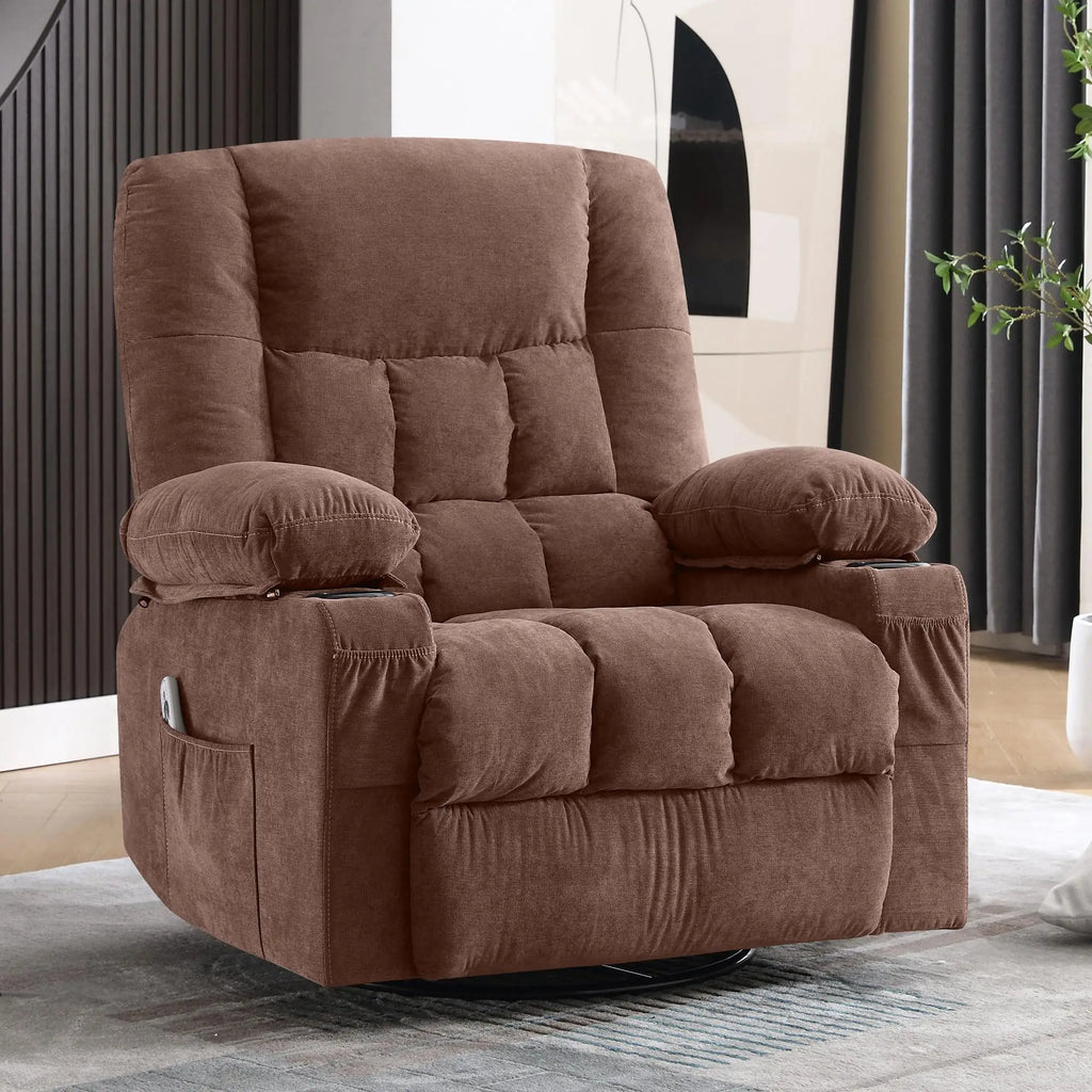 BOSMILLER Massage Swivel Rocker Recliner Chair with Vibration Massage and Heat Ergonomic Lounge Chair for Living Room