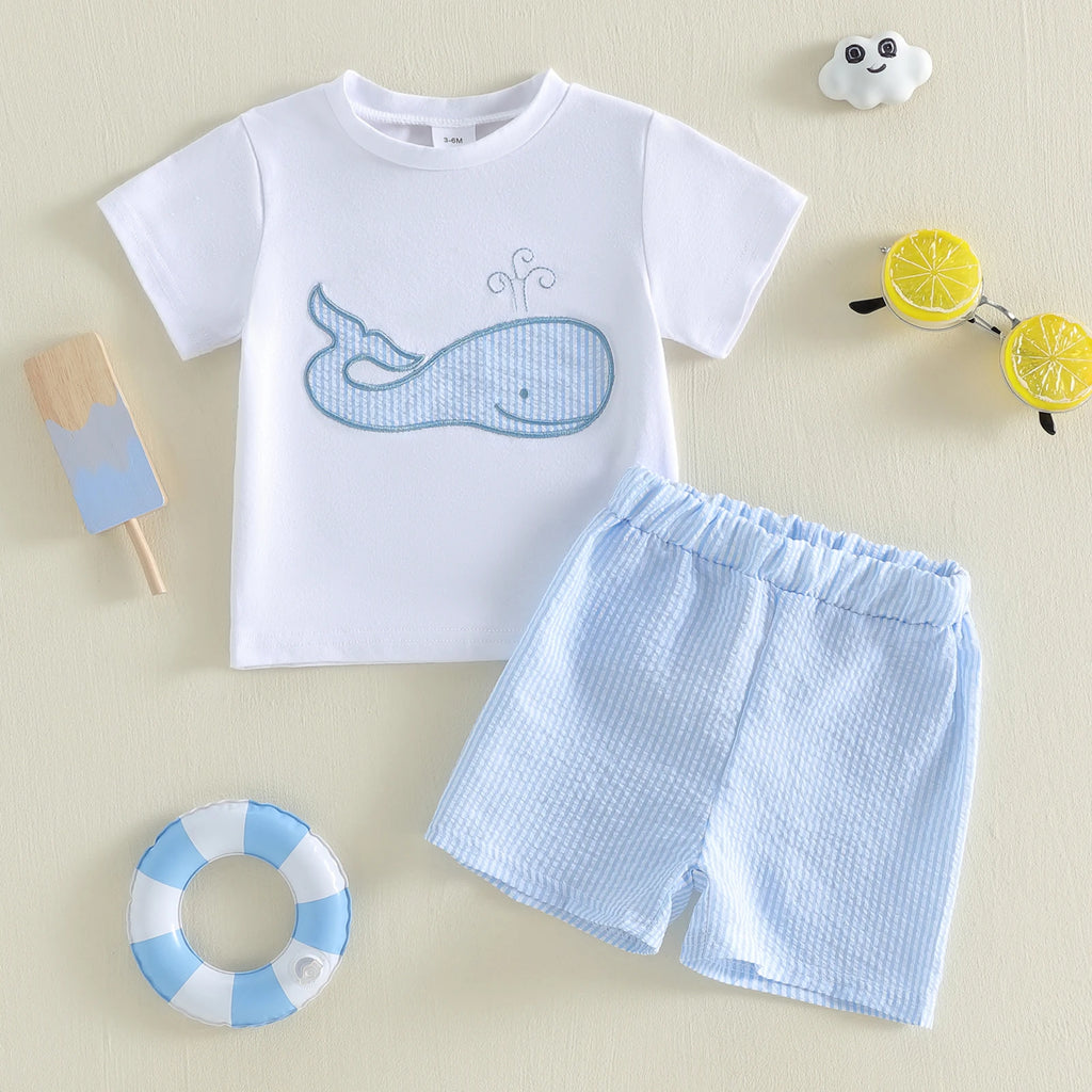 Cute Toddler Boys Beachwear Set with Shark Print Rash Guard and Quick Dry Swim Trunks for Summer Vacation 2Pcs Outfit