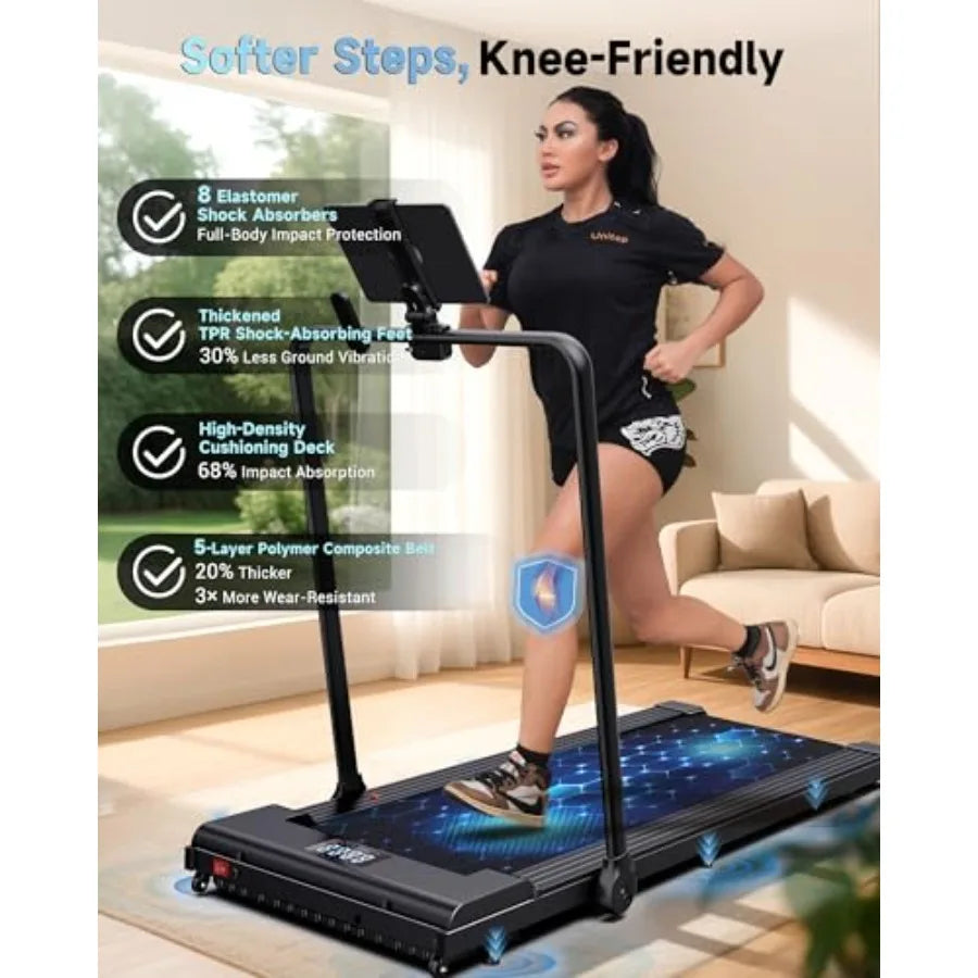 Under Desk Walking Pad Treadmill with BLDC Motor for Home Office 8.7 MPH Speed Fits up to 6' Height 47x16 Super-Long Desk Compa
